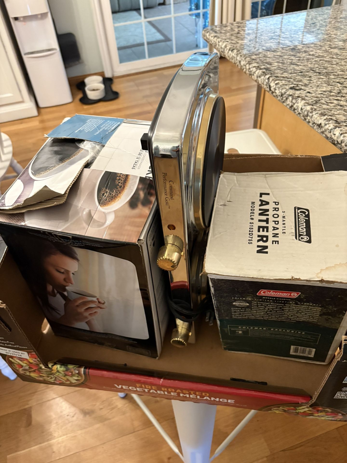 Camping supplies!!! Coleman Propane Lantern, Coffee Maker, Electric Stove, Only $25!!!!!!!!!!!