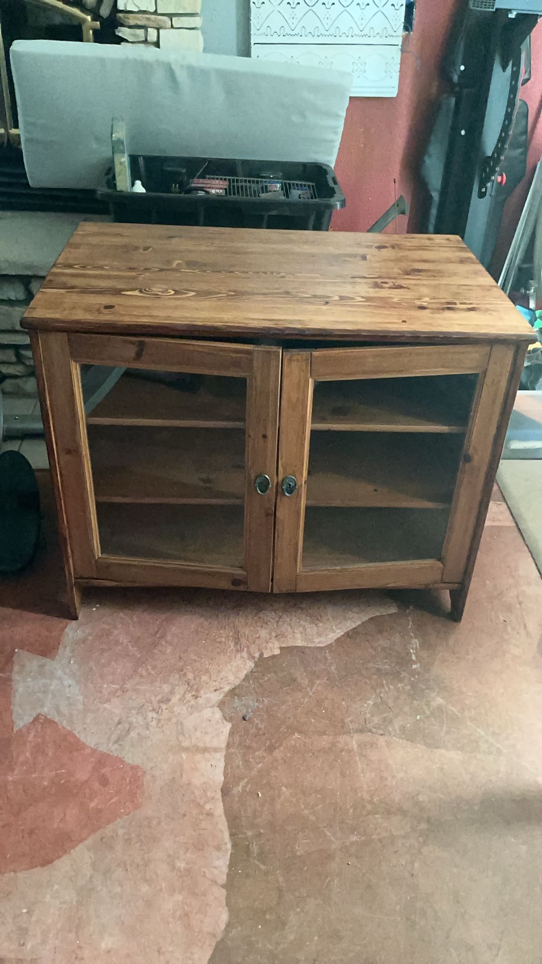 Refinished Wood Cabinet With Shelves 