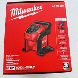 Milwaukee 2475-20 M12 12V 120 PSI Cordless Compact Tire Inflator - Bare Tool