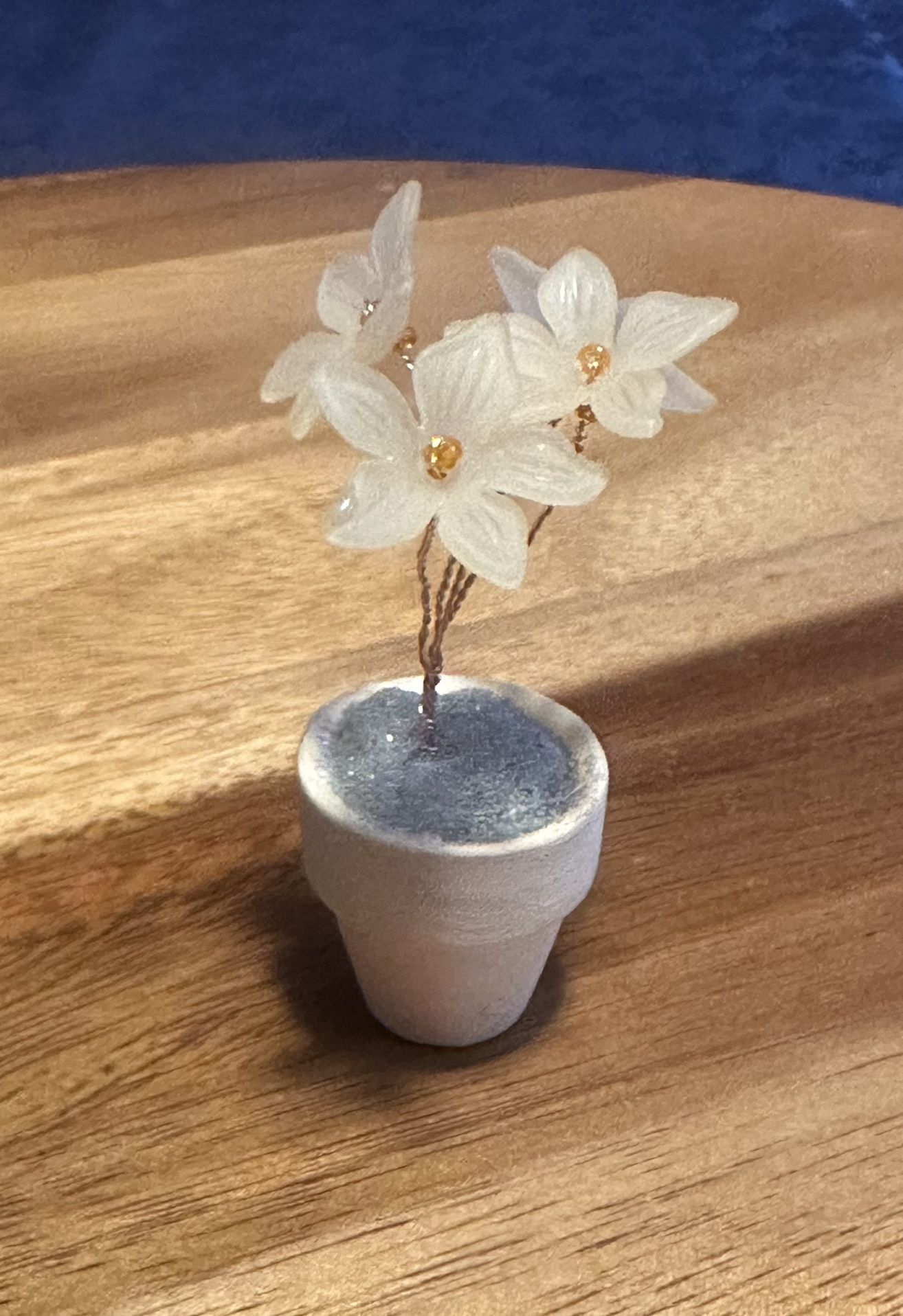 Handmade Miniature Beaded Flower In Pot