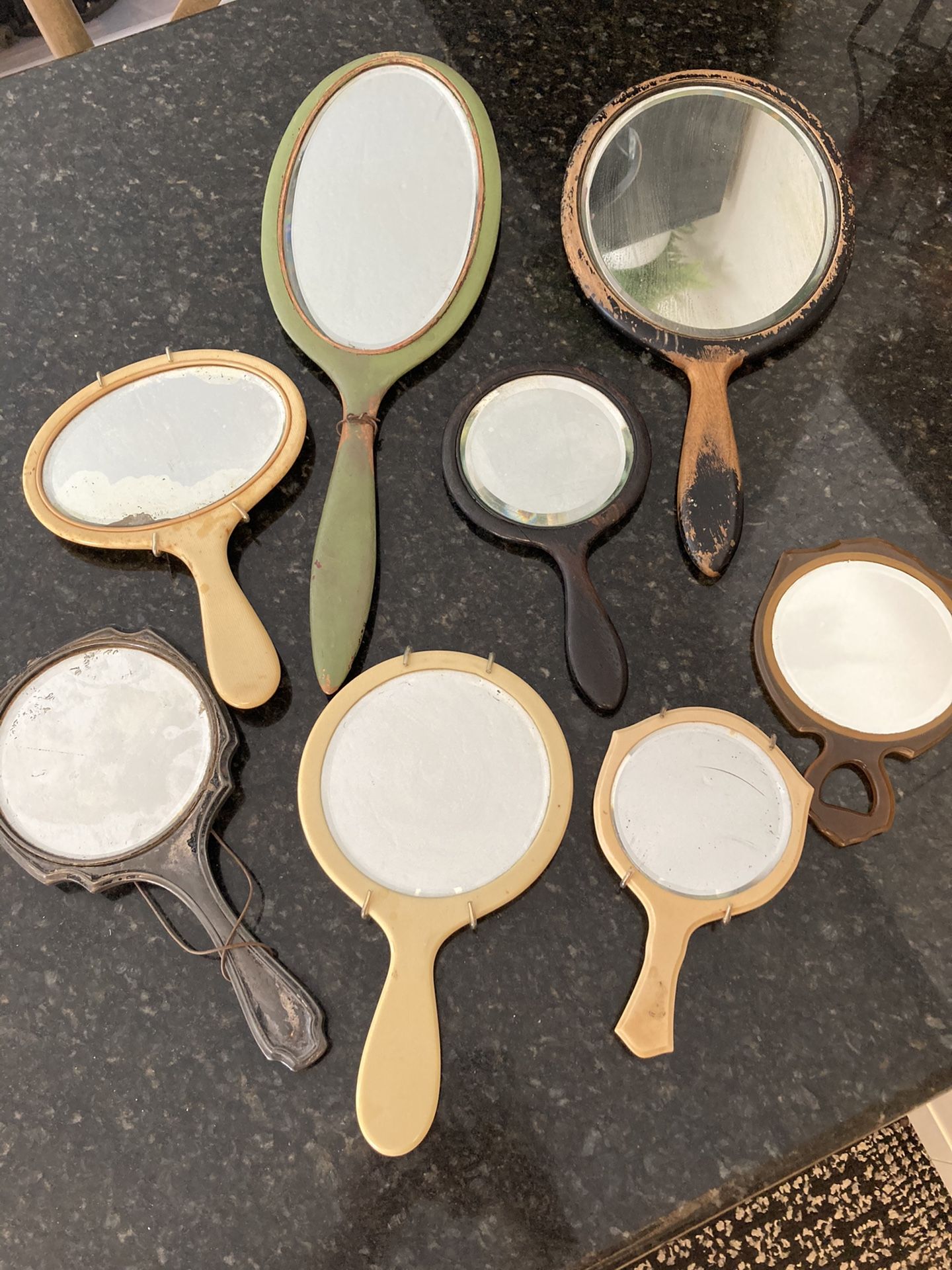 $12 ea. Giant lot of vintage & Antique hand mirrors (see other listing for lot of vintage wall mirrors)