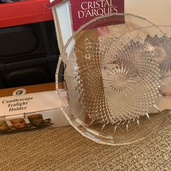 Candle Holder And Crystal Platter