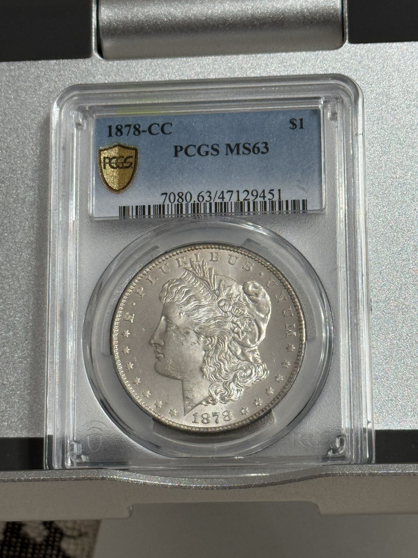 1878 CC MORGAN SILVER DOLLAR GOLD SHIELD MS63 Rare Beauty