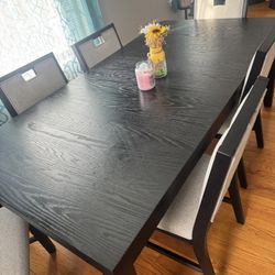 Brookline 7 Piece Black & White Upholstered Dining Set