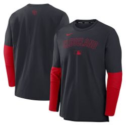Men's Cleveland Guardians Nike Navy/Red Authentic Collection Player Dri-FIT Lightweight Pullover XXL