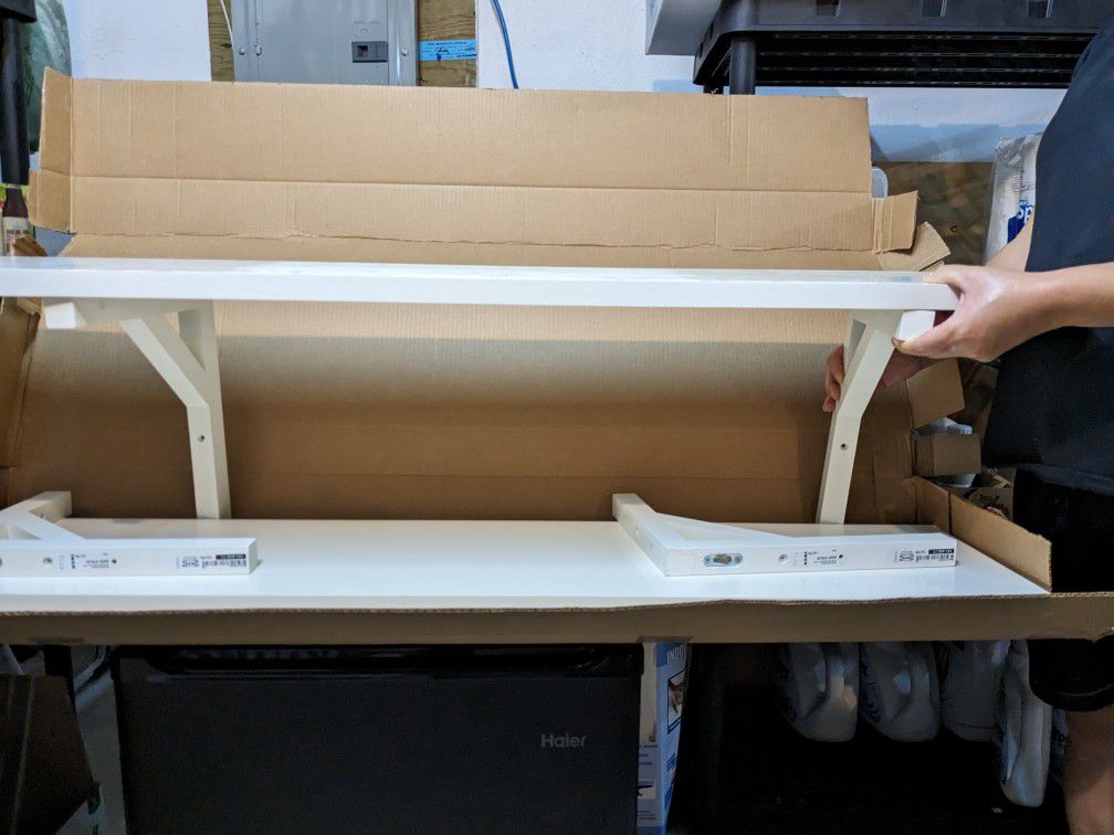 Ikea White Shelves & Brackets (2 Sets)