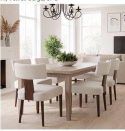 Set Of 4 New Beige Velvet Dining Chairs