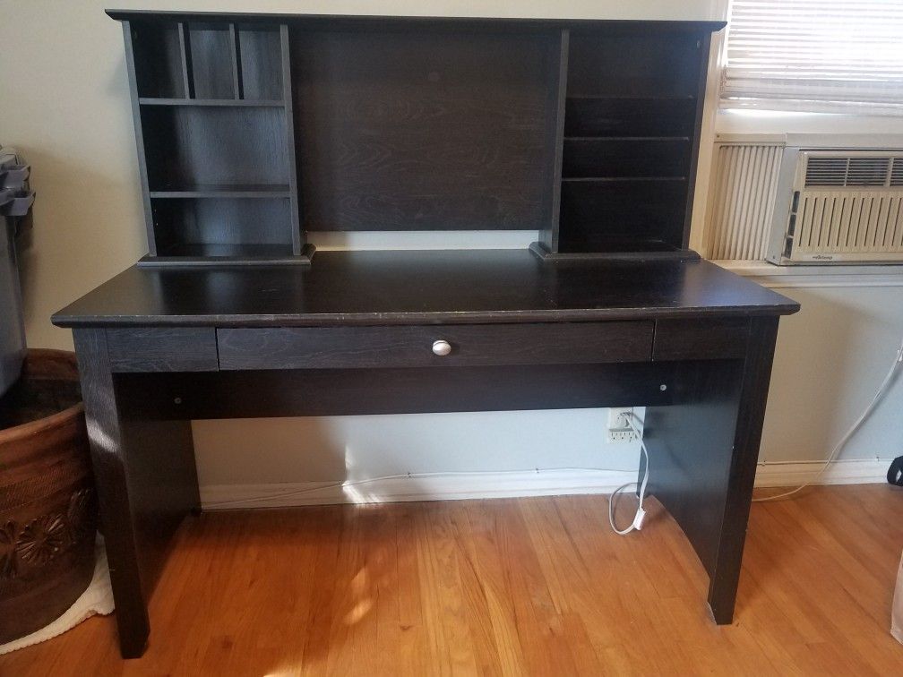 Black computer desk with organizer unit