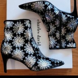 Charles david sequined  Embroidered Floral firework boot
