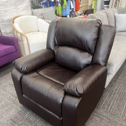 Faux Leather Manual Recliner, Java, New 