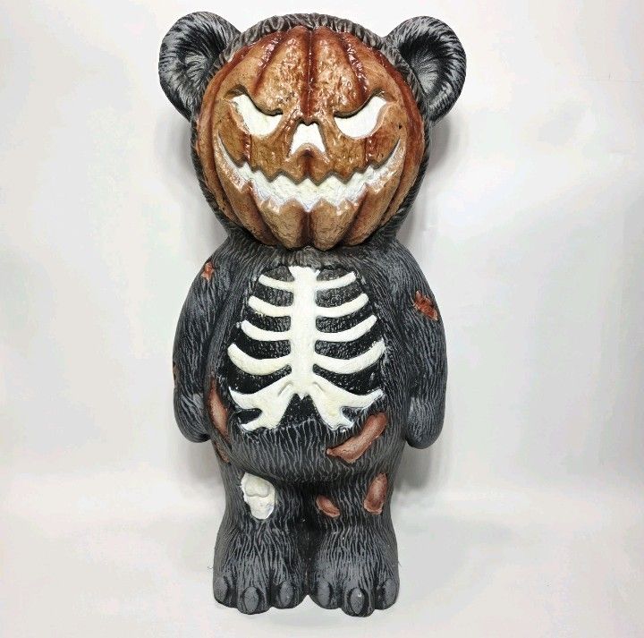 NEW Glow in the Dark 2.5 Foot Tall Blow Mold Skeleton Bear Halloween Classics