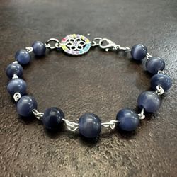 Chic Silver and Blue Bracelet