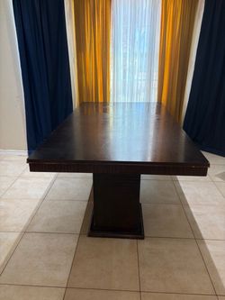 Dark Wood Pedestal Dining Table
