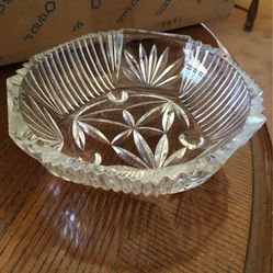 Vintage Anchor Hocking Star of David Clear Pressed Glass Footed Candy Bowl