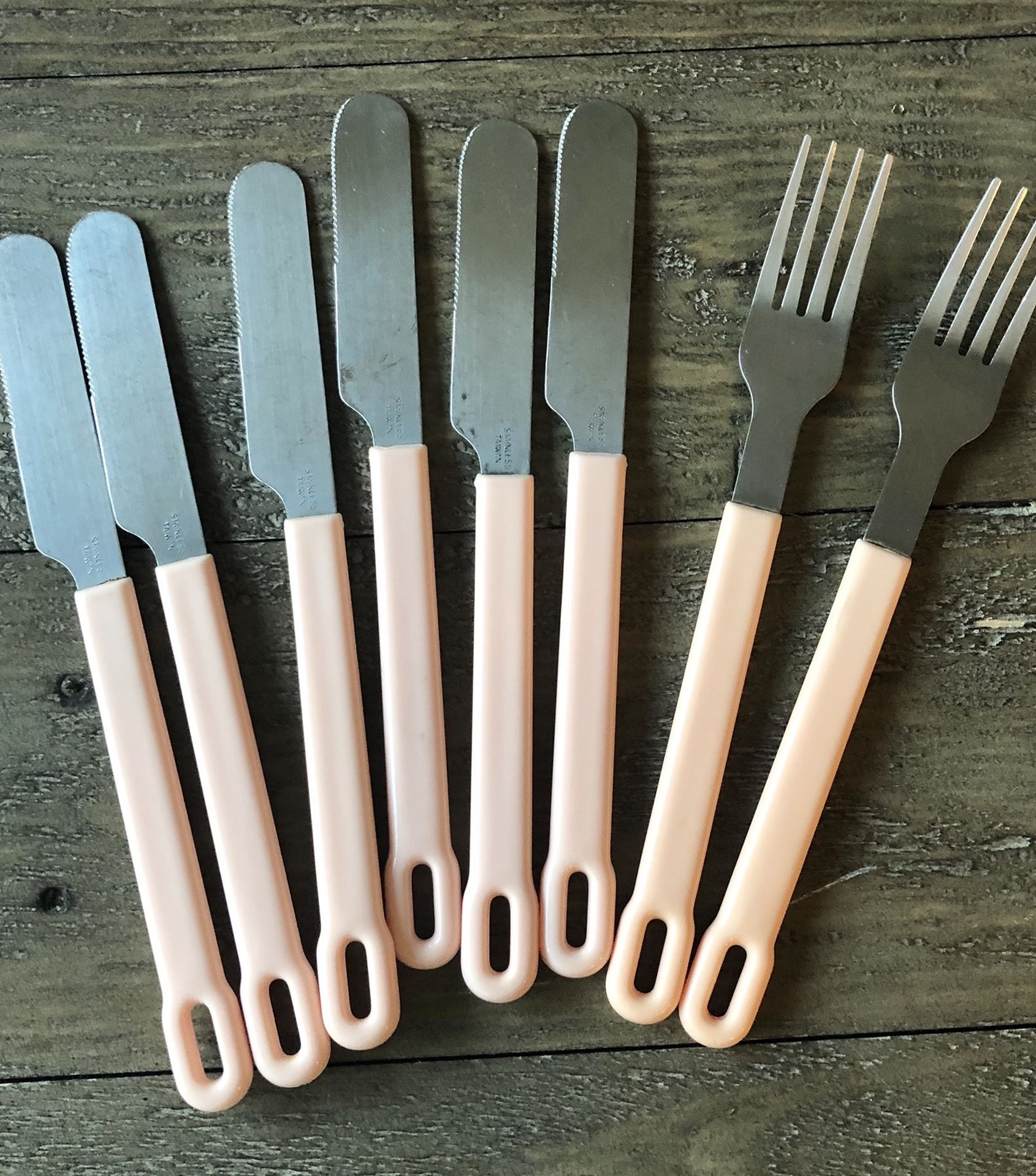 Vintage Pink Handle Silverware