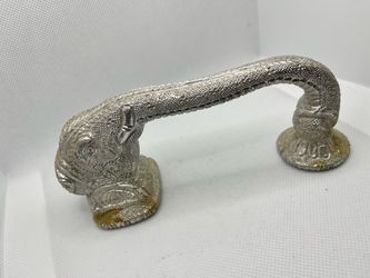 Vintage Heavy Cast Brass Elephant Trunk Door Handle Plated Silver