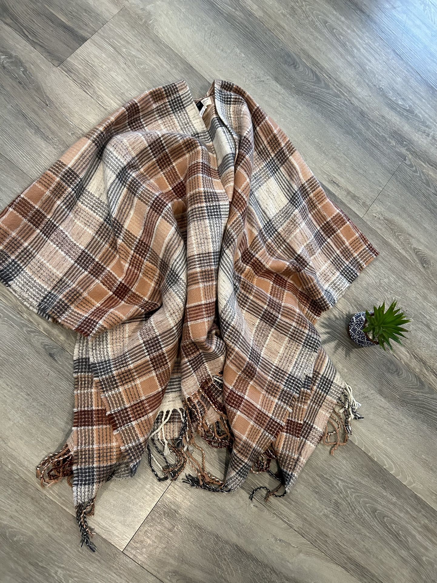 Brown Fringe Poncho 