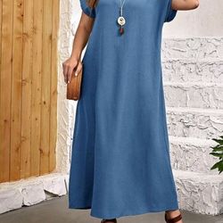 EMERY ROSE Plus Solid Batwing Sleeve Tunic Dress