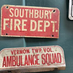 Vintage License Plate Toppers - Fire Ambulance