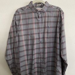 Penguin Men’s Classic Plaid Button Up Shirt (L)