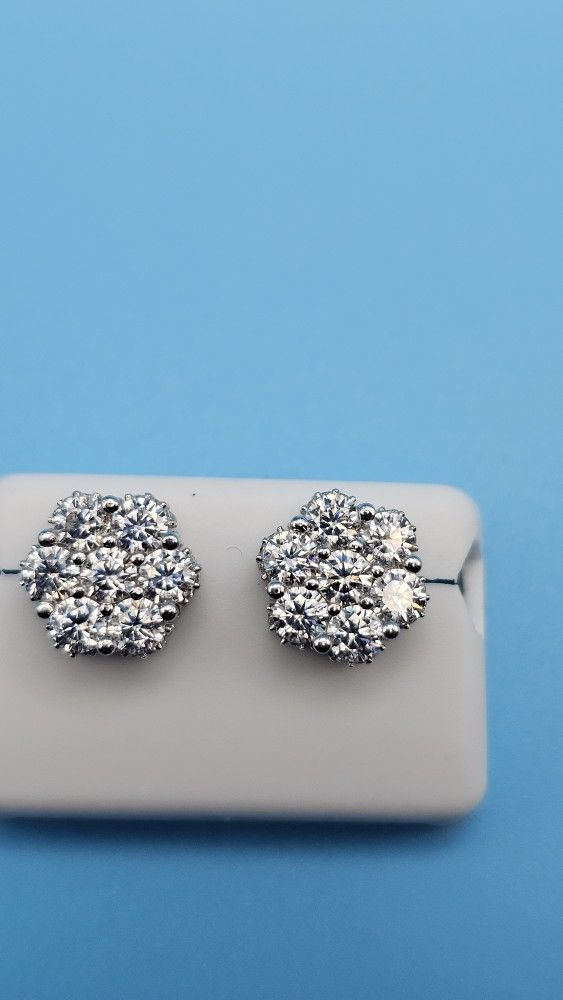 🔥 Moissanite Cluster Studs – 3.50ctw – S925 Screw-Backs (INSANE Shine)