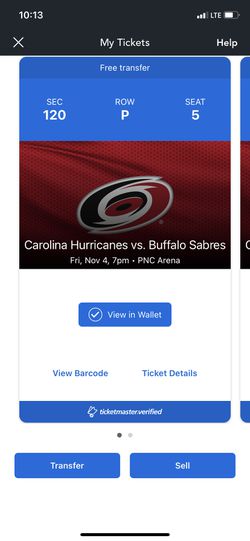 2 Hurricanes Tickets 11/4 In Raleigh Thumbnail