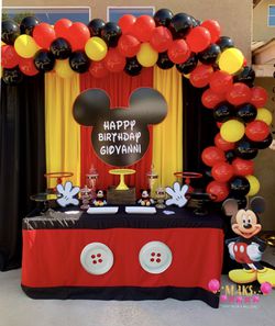 Mickey Mouse Birthday Party Candy Table Set up