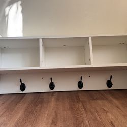 White Coat Rack With Storage 