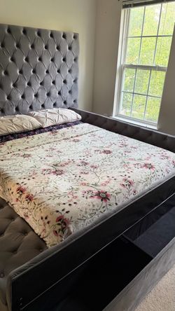 Queen size velvet bed frame