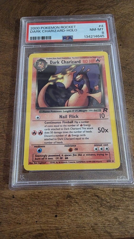 Pokemon 2000 Dark Charizard Holo Rare Card PSA 8 Unlimited 4/82 Vintage