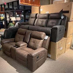Jesolo Coffee Reclining Living Room Set /couches /Sofa and Loveseat 