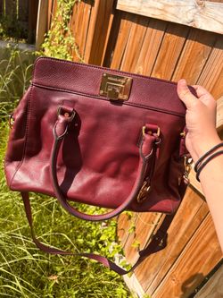 Michael Kors burgundy leather satchel bag