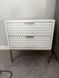 White And Gold Dresser/Night Stand
