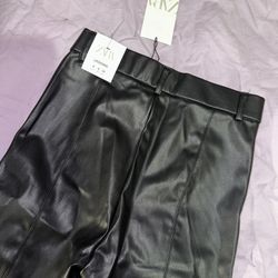 Zara Womens Black Leather Leggings Size Small