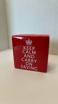 Keep Calm & Carry On Savings Bank – Red Ceramic