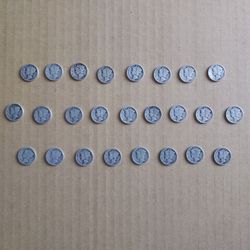 25 Mercury Dimes
