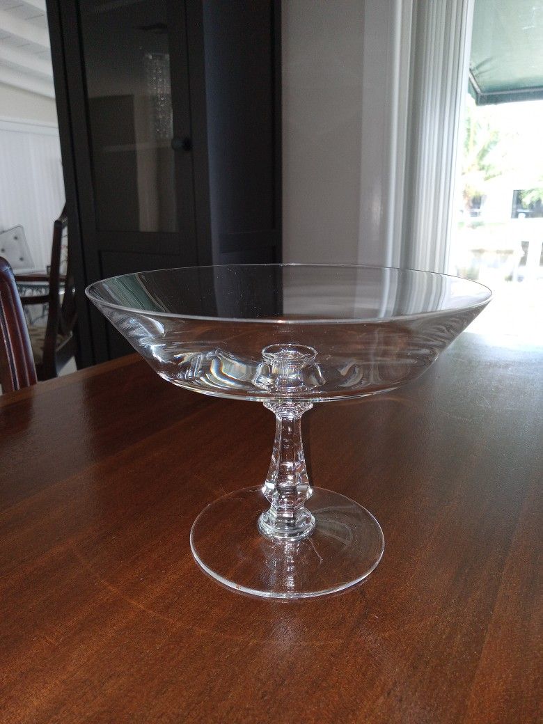 Vintage Val Saint Lambert Crystal Compote-Signed