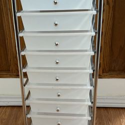 WHITE PLASTIC ROLLER CART