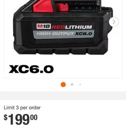 New Milwaukee M18 High Output 6.0amph Battery 
