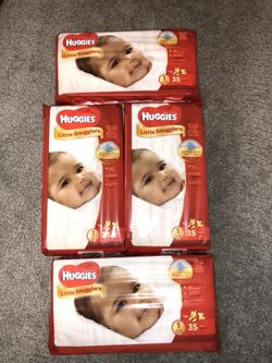 Huggies Little Snugglers Baby Diapers Size 1 Lot of 4