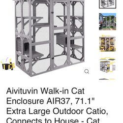 Aivituvin Walk-in Cat Enclosure AIR37, 71.1" Extra Large Outdoor Catio, Connects to House - Cat Catio