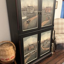 Hand-Painted Decorative Armoire / Cabinet – Statement Piece  Pennsylvania House?  