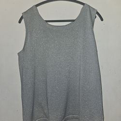 Womens XL shirt silver with shimmer