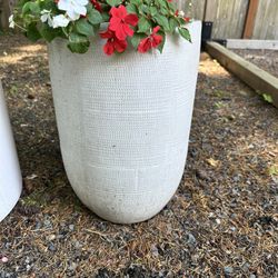 Tall White Outdoor Planter Pot
