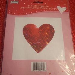 6 Pc. Set of 3D Halographic Heart Decoration. New.