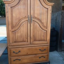 Wood Armoire with matching Queen bed Frame