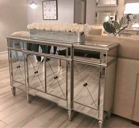 Mirrored Cabinet Antique Silver Design Large Cabinet Accent