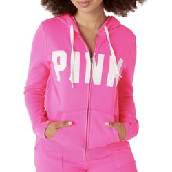 VS PINK NEW LOGO FULL ZIP HOODIE