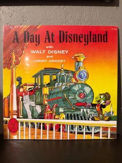A Day At Disneyland with Walt Disney and Jiminy Cricket Vinyl Record LP