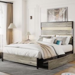 QUEEN SIZE BED FRAME WITH DRAWERS BRAND NEW IN BOX